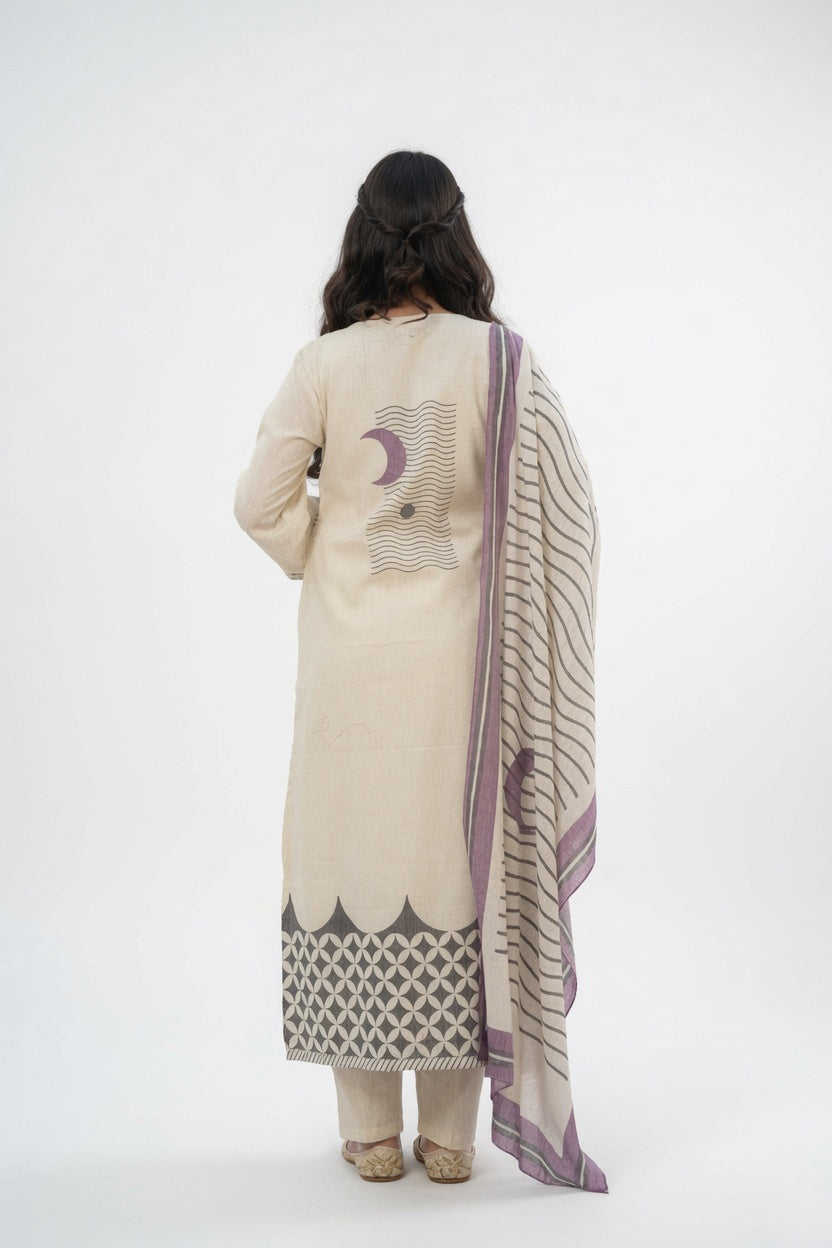 Cream Color Muslin Fabric Printed Readymade Salwar Suit | Buy Online India
