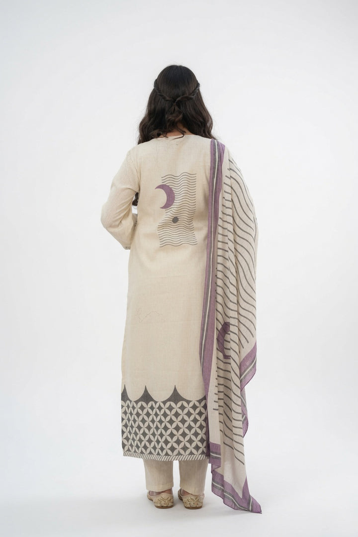 Cream Color Muslin Fabric Printed Readymade Salwar Suit | Buy Online India