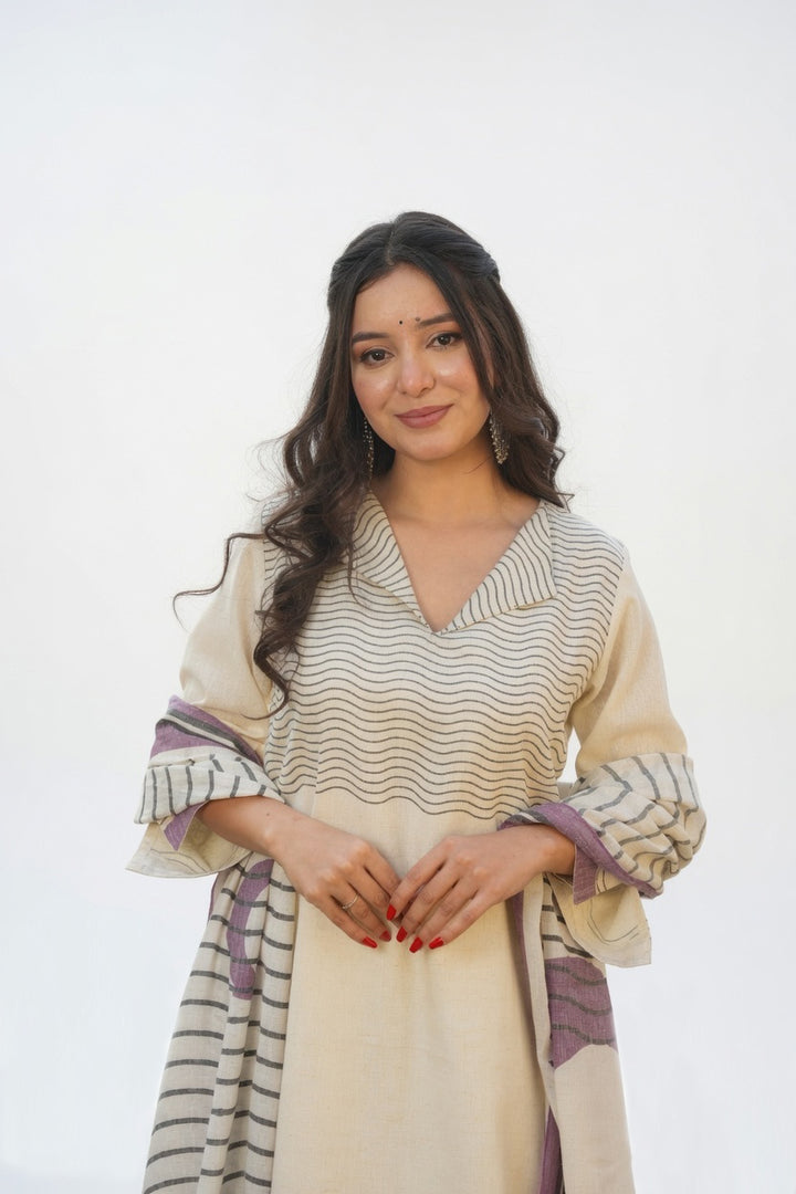 Cream Color Muslin Fabric Printed Readymade Salwar Suit | Buy Online India