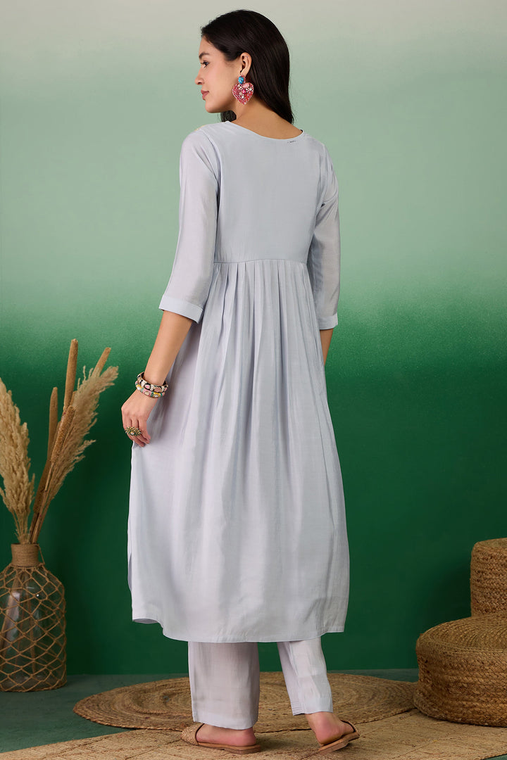 Marvellous Muslin Fabric Readymade Kurti With Bottom In Blue Color | Buy Online India