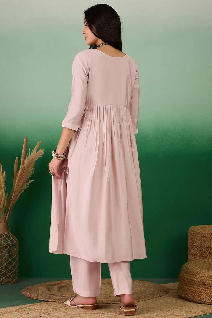Attractive Muslin Fabric Pink Color Readymade Kurti With Bottom | Buy Online India
