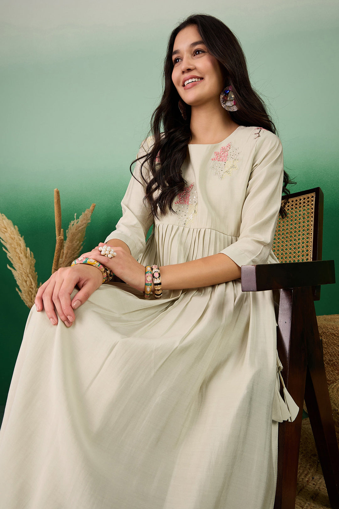 Green Color Muslin Fabric Riveting Readymade Kurti With Bottom | Buy Online India