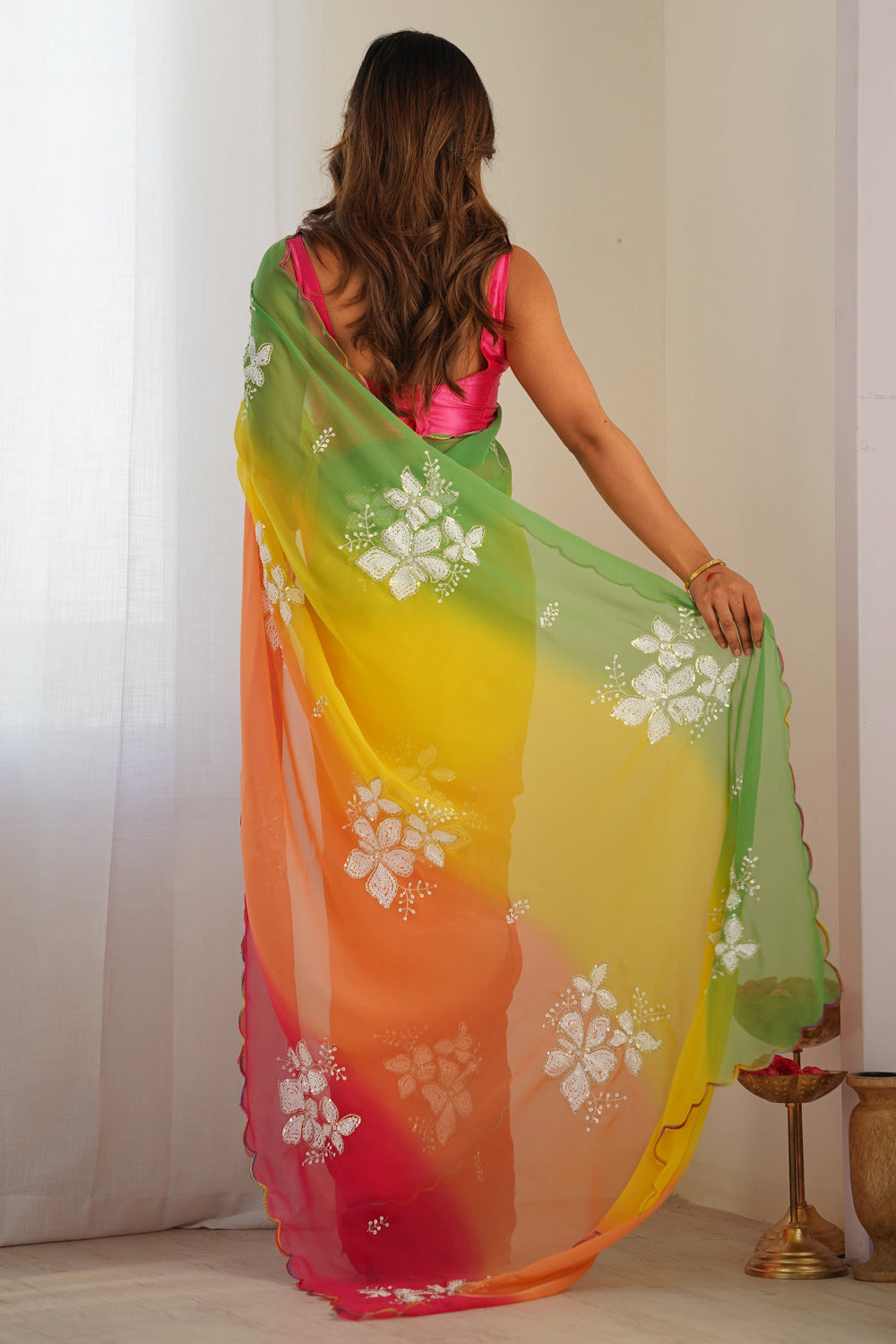 Party Wear Sober Sequins Work Saree In Yellow Color | Buy Online India