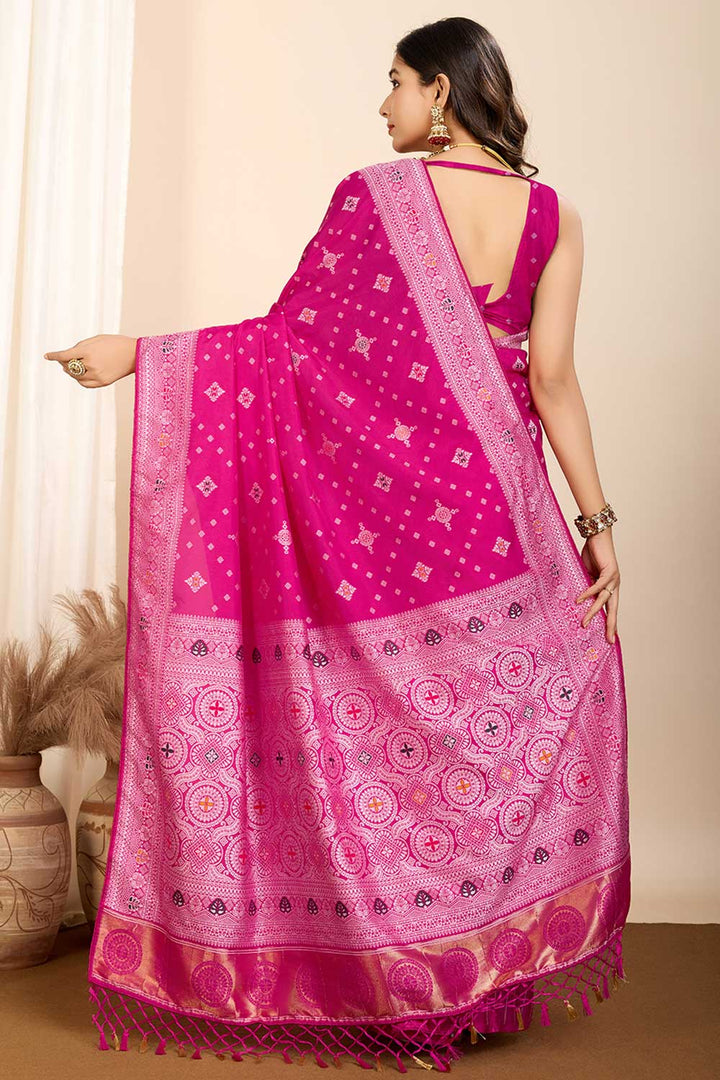 Pink Color Exquisite Woven Meenakari Art Silk Saree | Buy Online India