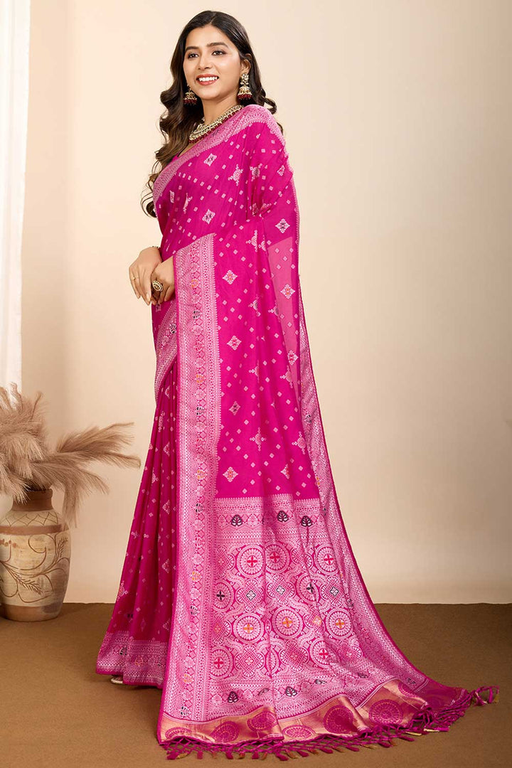 Pink Color Exquisite Woven Meenakari Art Silk Saree | Buy Online India