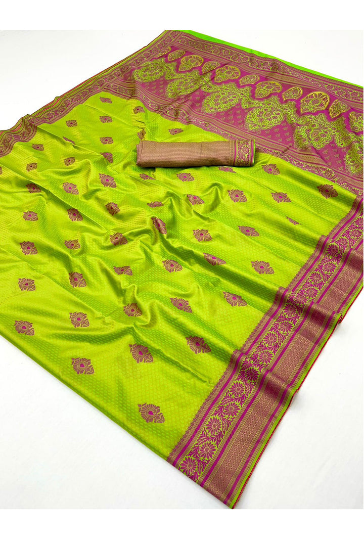 Green Kanjivaram Style Weaving Function Wear Saree