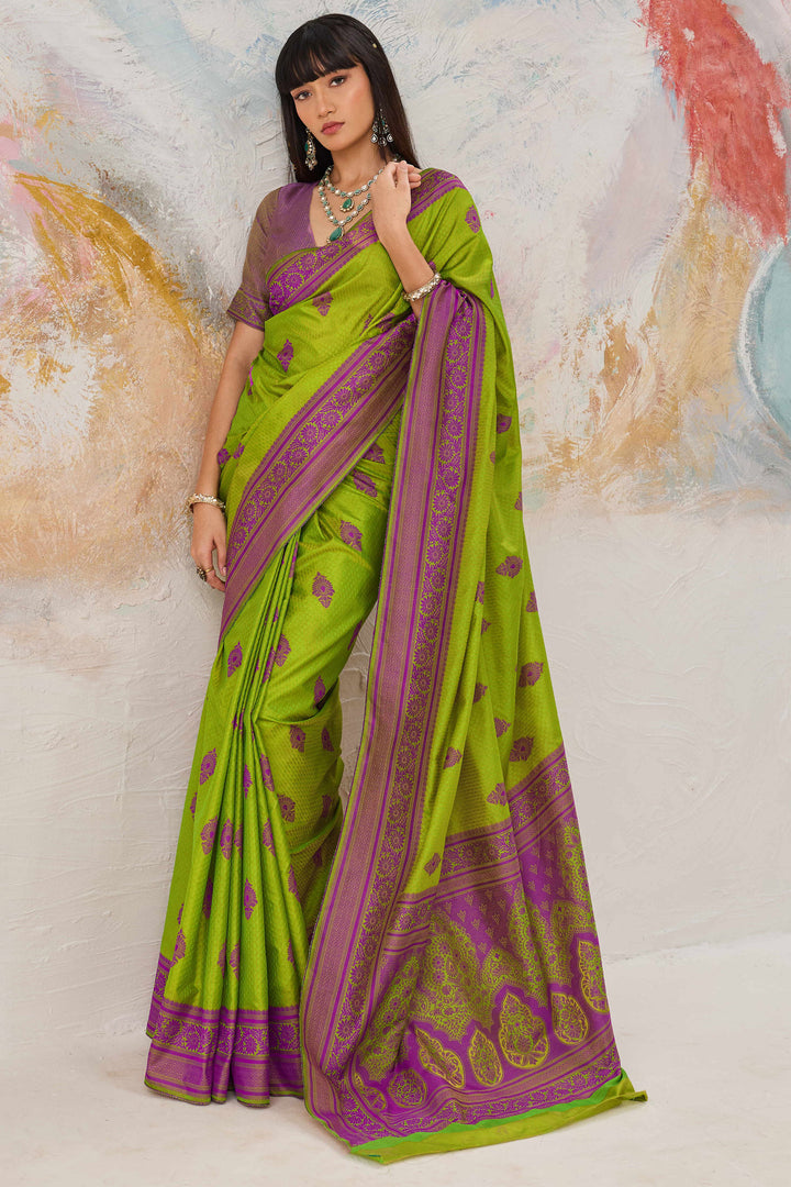 Green Kanjivaram Style Weaving Function Wear Saree