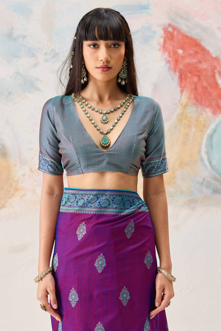 Purple Function Wear Kanjivaram Style Silk Weaving Saree
