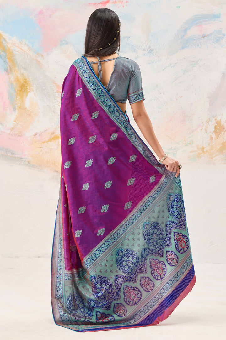 Purple Function Wear Kanjivaram Style Silk Weaving Saree