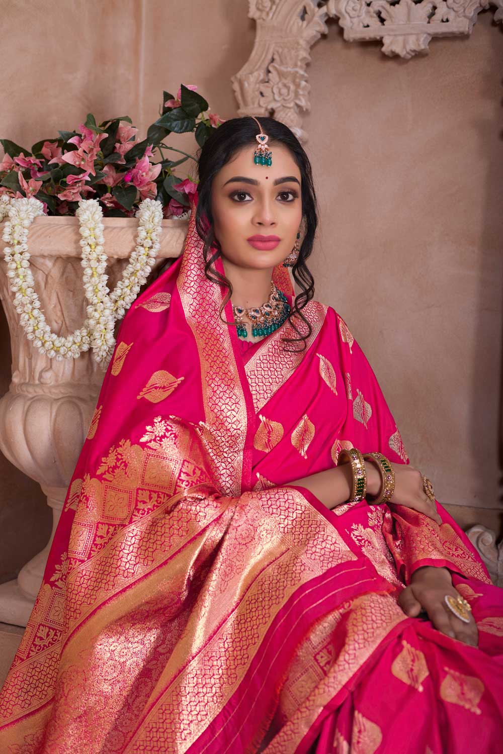 Magenta Color Beatific Weaving Banarasi Jari Silk Saree | Buy Online India