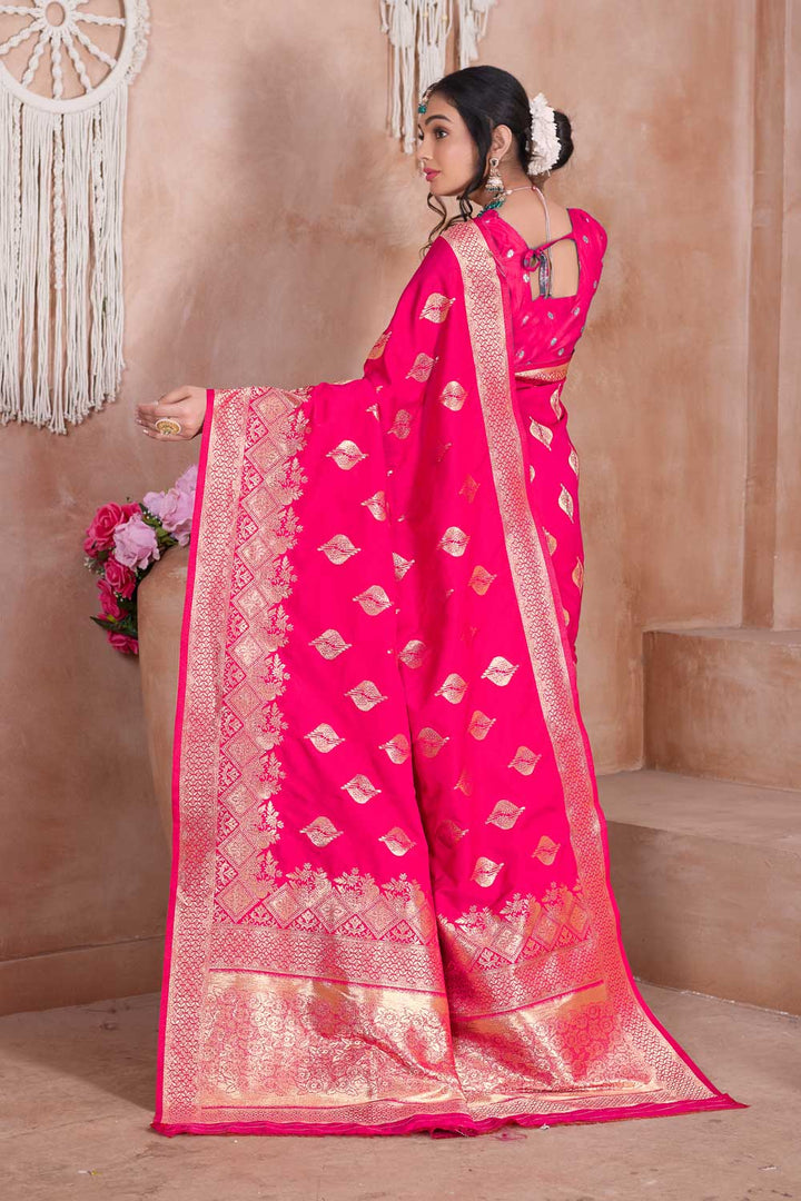 Magenta Color Beatific Weaving Banarasi Jari Silk Saree | Buy Online India
