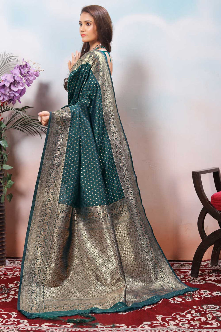 Classic Green Color Weaving Banarasi Jari Silk Saree | Buy Online India