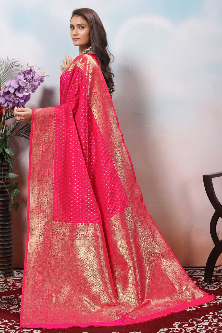 Amazing Pink Color Weaving Banarasi Jari Silk Saree | Buy Online India