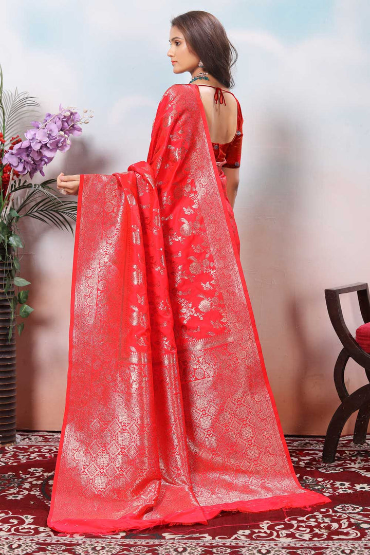 Orange Color Festive Wear Art Silk Weaving Banarasi Jari Work Saree | Buy Online India