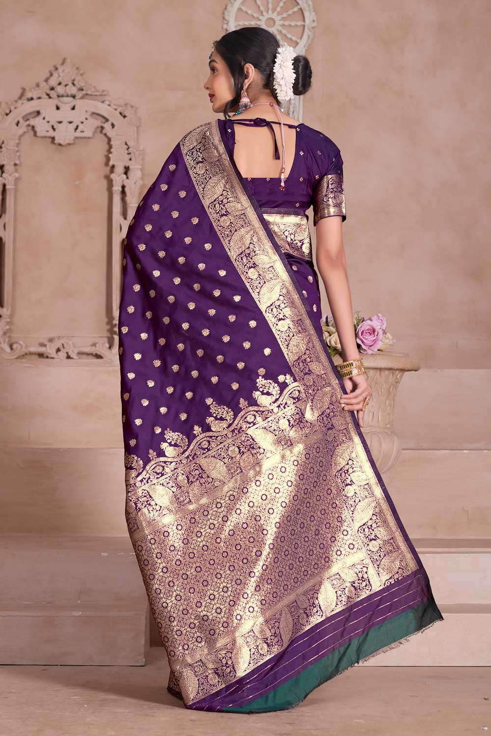 Attractive Art Silk Fabric Purple Color Weaving Banarasi Jari Saree | Buy Online India