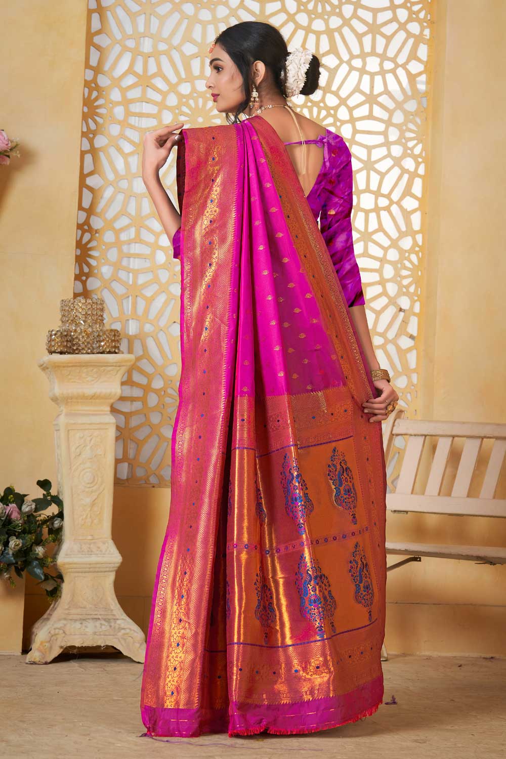 Beguiling Magenta Color Festive Style Paithani Silk Saree | Buy Online India