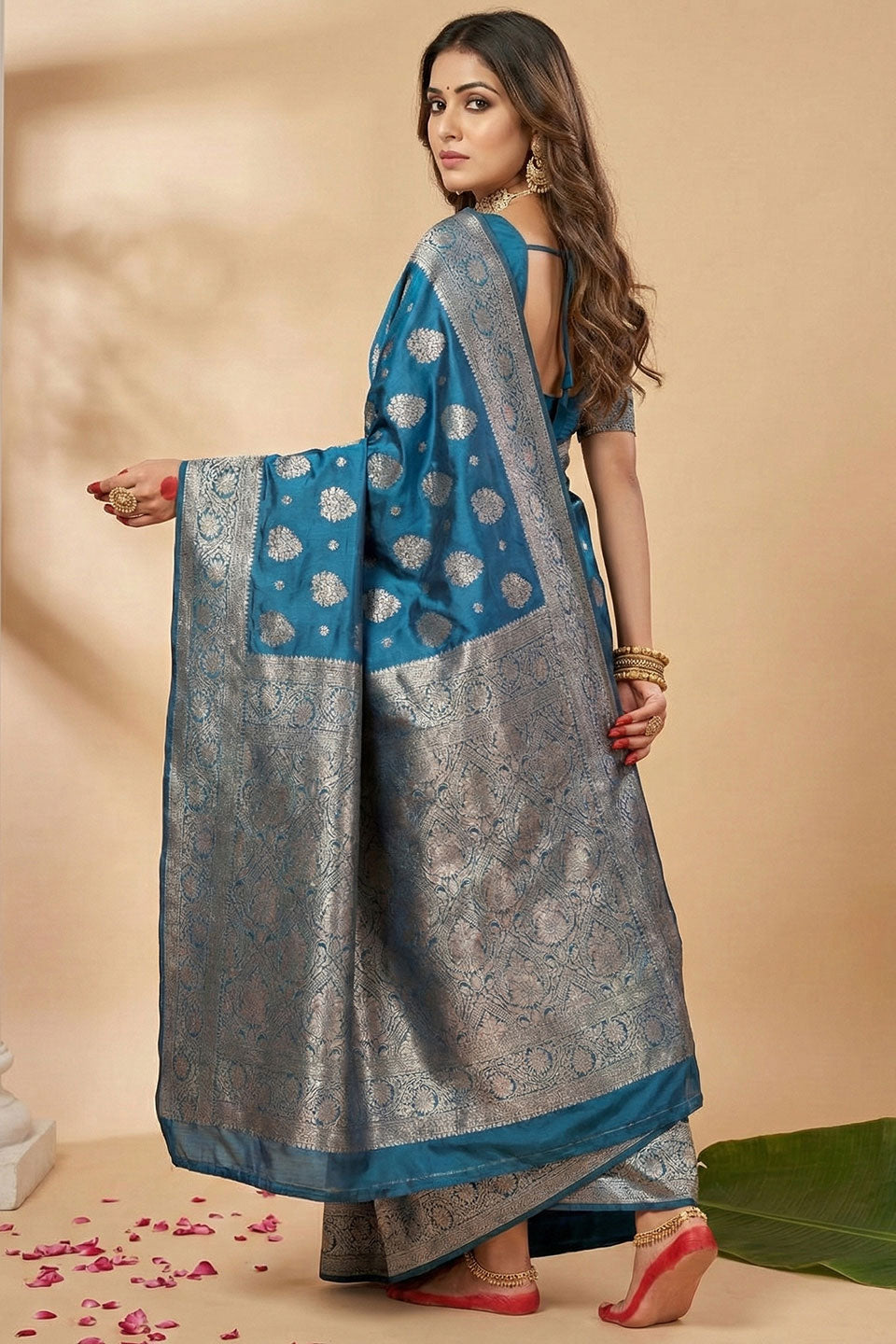 Sky Blue Color Weaving Work Silk Blend Saree For Festive | Buy Online India