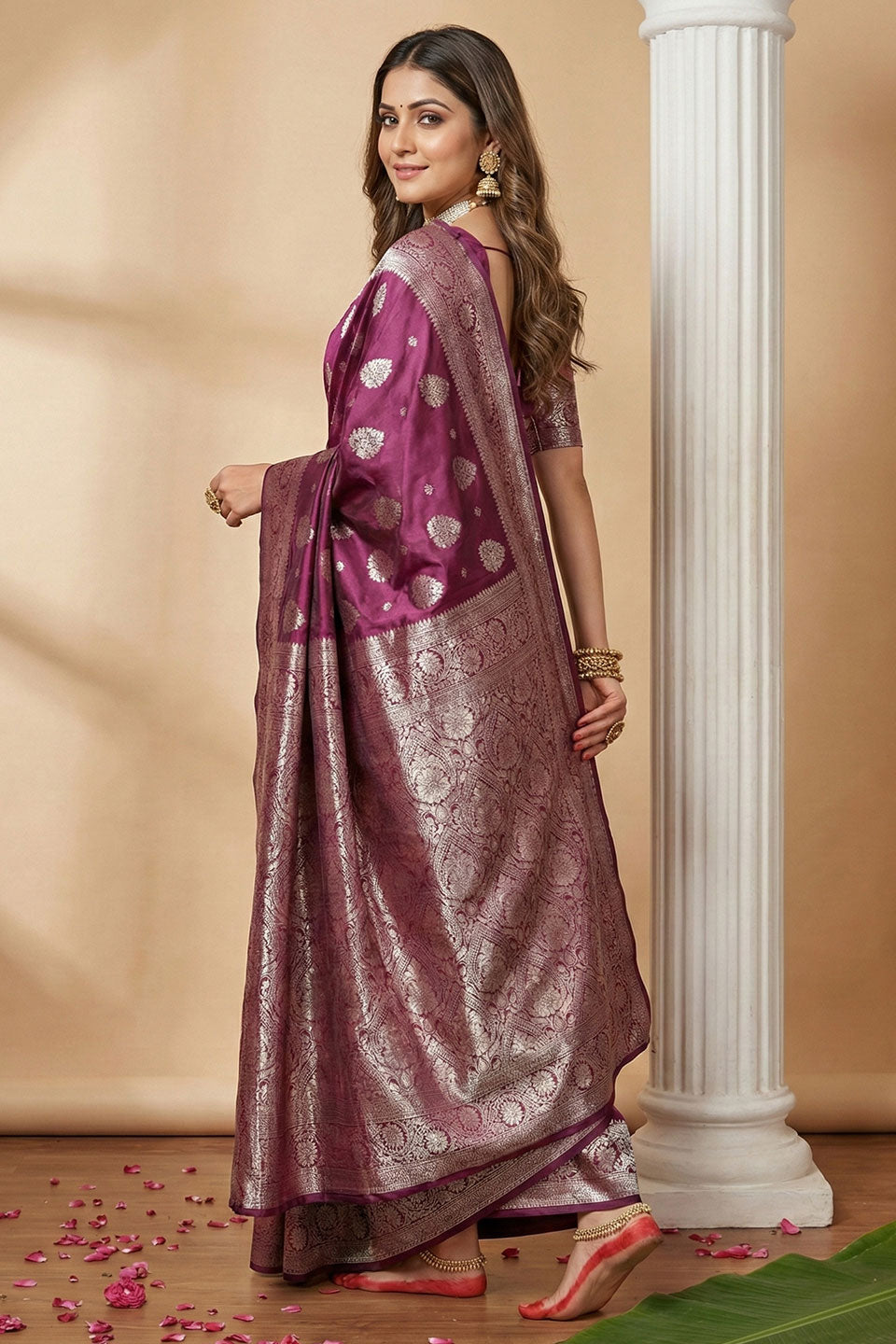 Purple Color Weaving Work Graceful Silk Blend Saree | Buy Online India