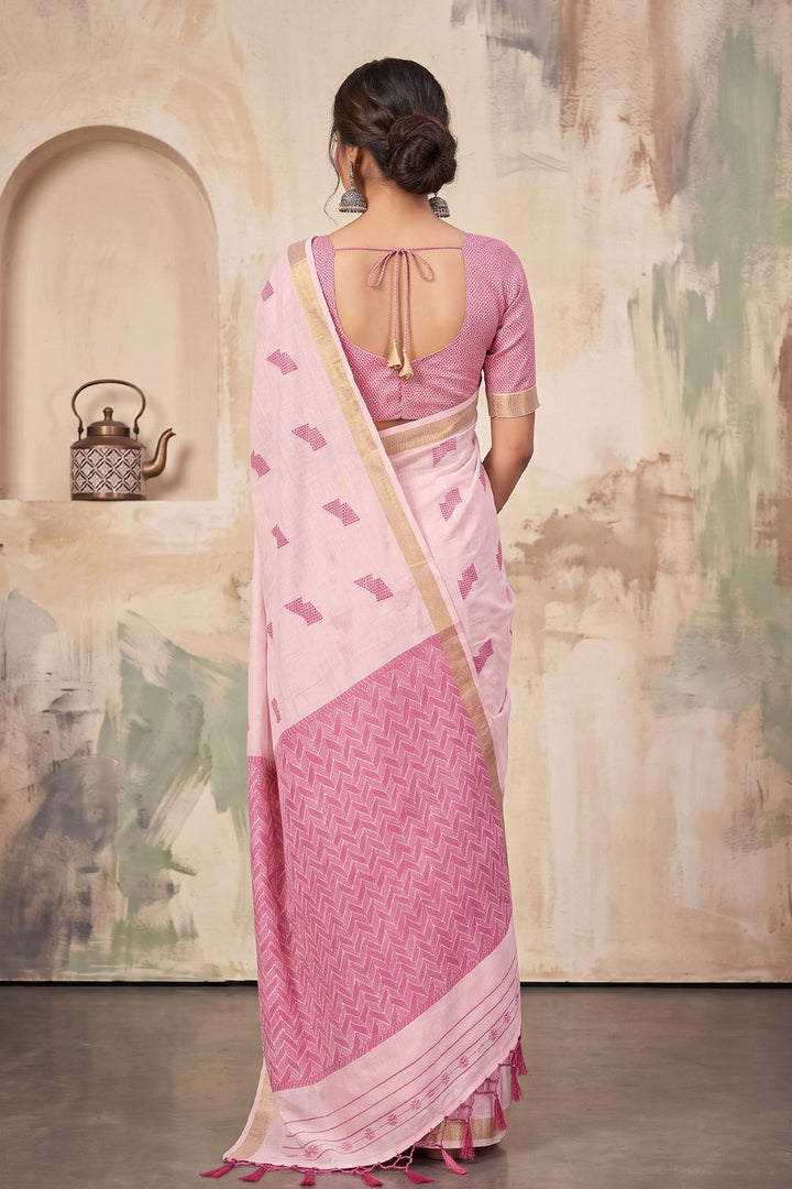 Pink Color Linen Festive Style Saree | Buy Online India