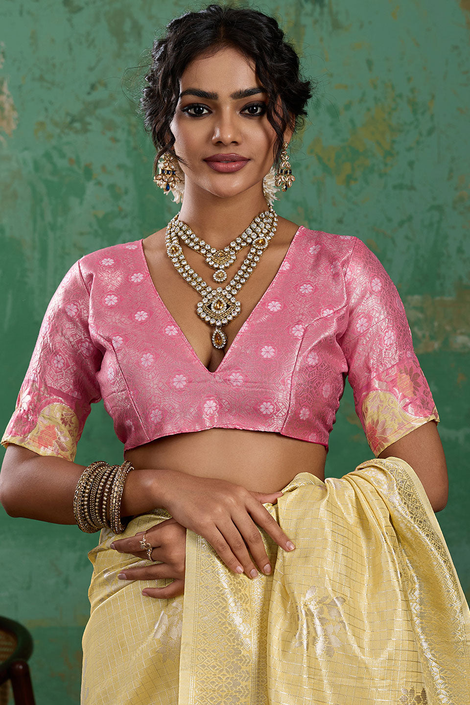 Linen Cotton Weaving Designs Saree In Yellow Color | Buy Online India