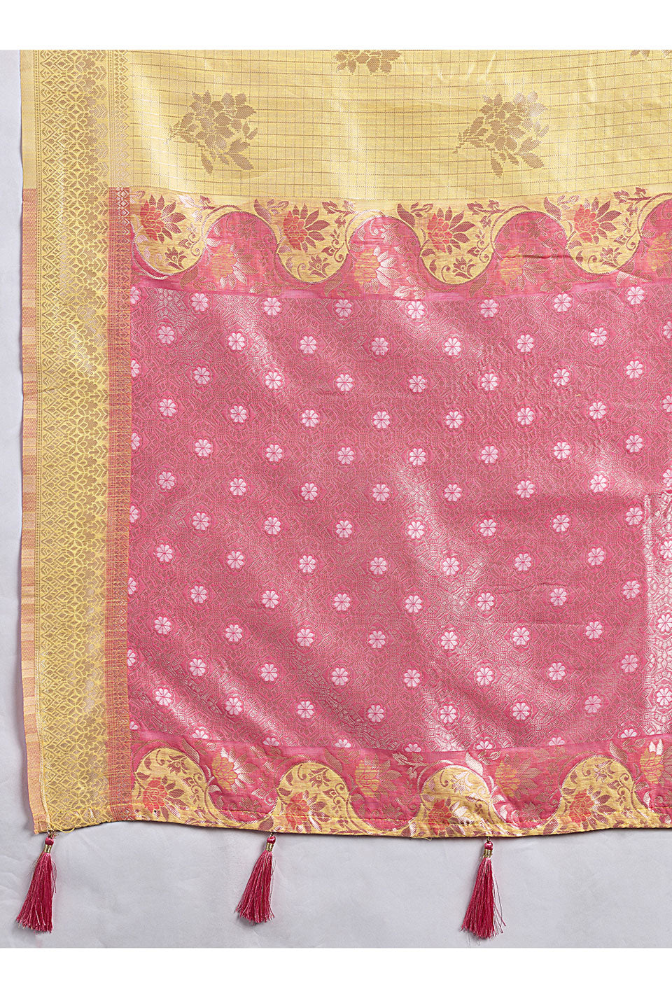 Linen Cotton Weaving Designs Saree In Yellow Color | Buy Online India