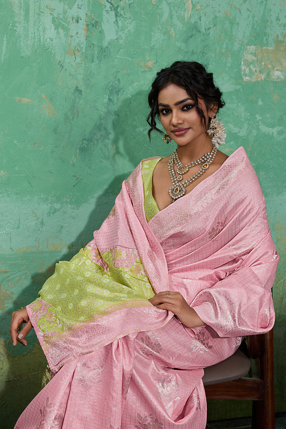 Pink Linen Cotton Weaving Designs Saree | Buy Online India