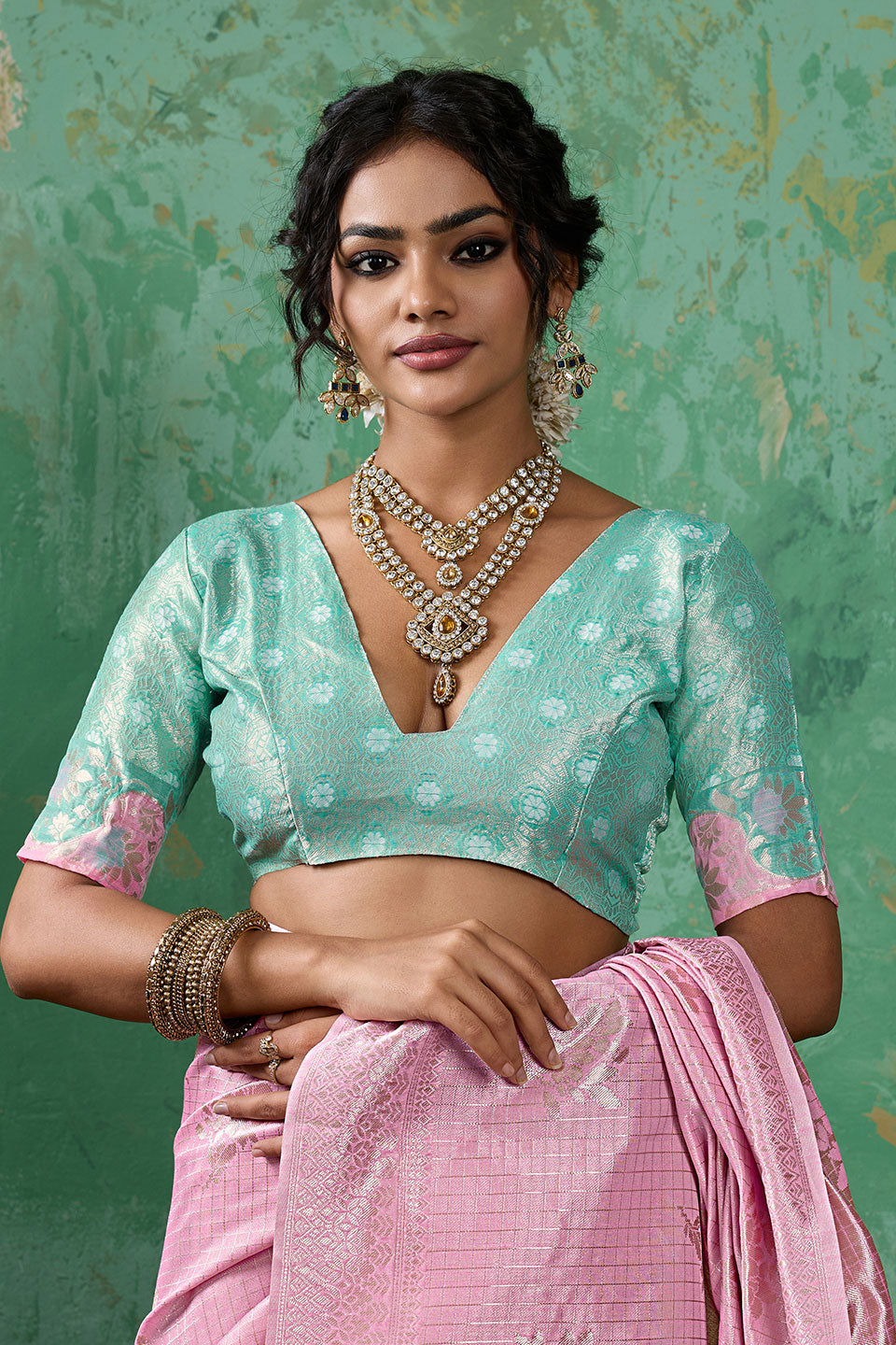 Linen Cotton Pink Weaving Designs Saree | Buy Online India