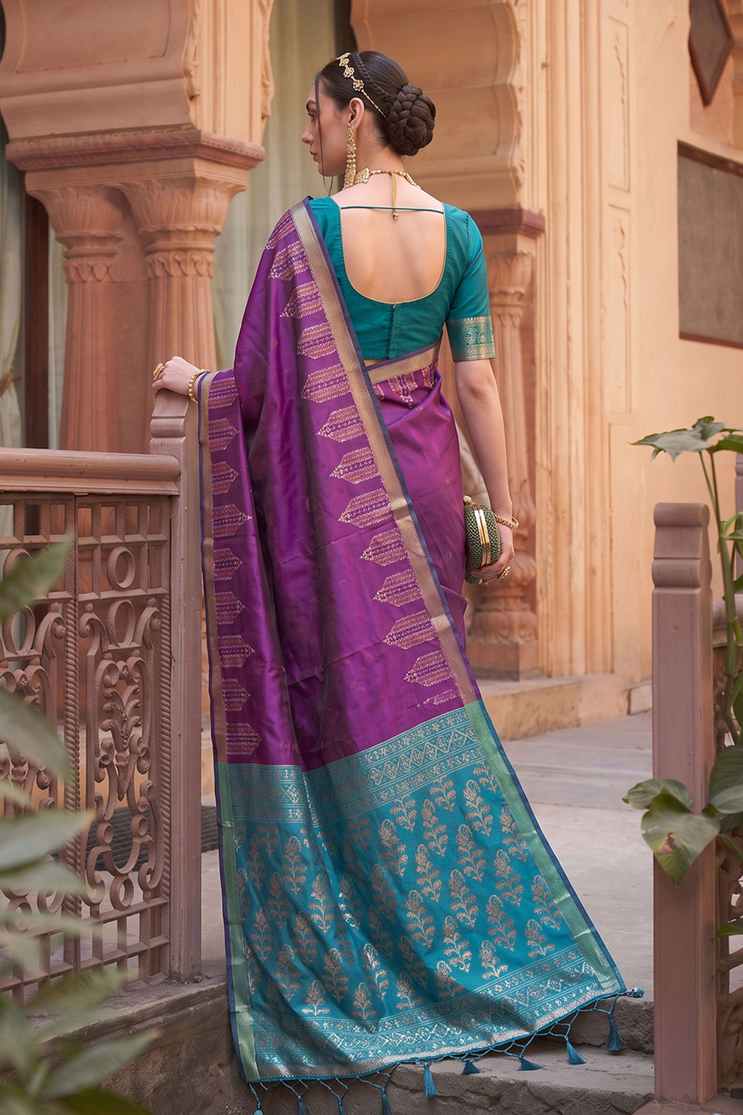Festive Look Purple Color Weaving Work Art Silk Saree
