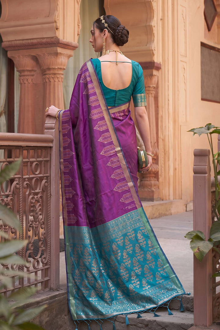 Festive Look Purple Color Weaving Work Art Silk Saree