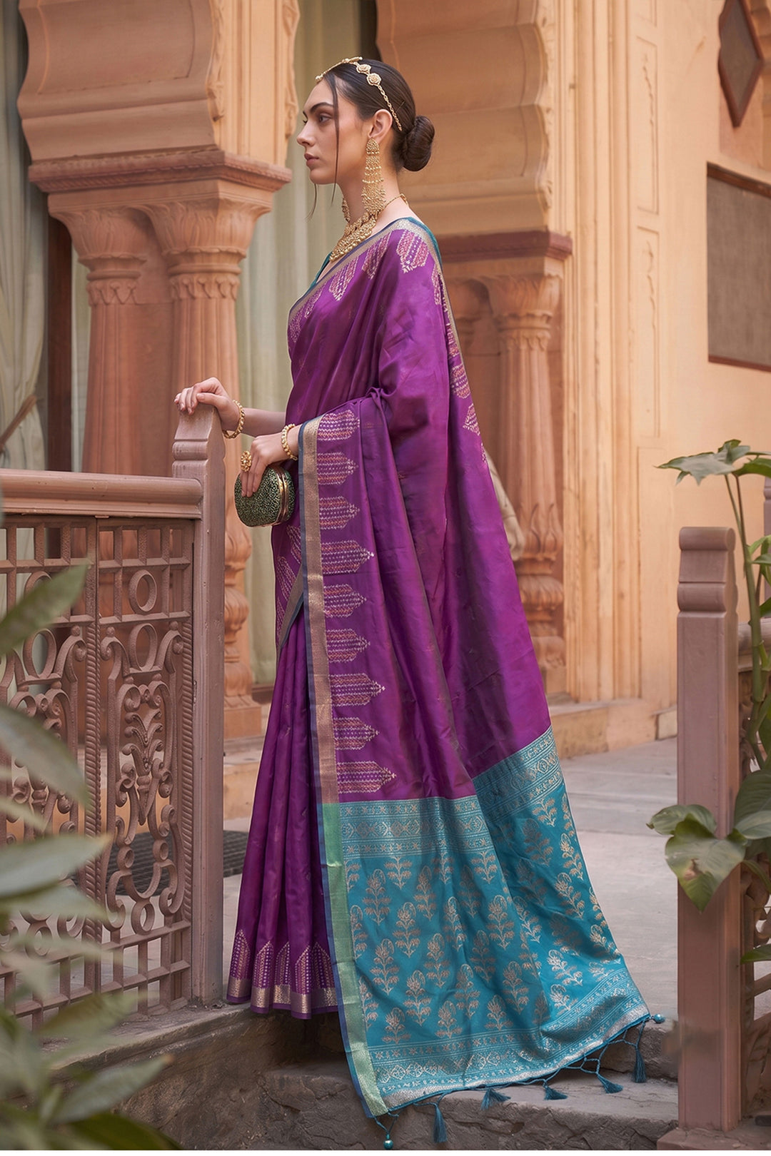 Festive Look Purple Color Weaving Work Art Silk Saree