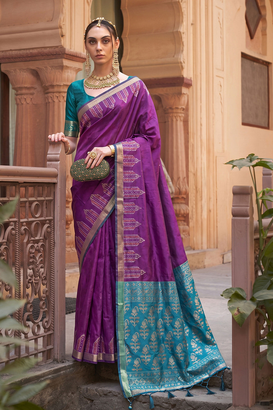 Festive Look Purple Color Weaving Work Art Silk Saree