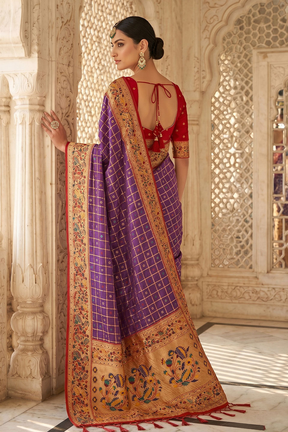 Purple Glorious Banarasi Silk Saree With Weaving Work | Buy Online India