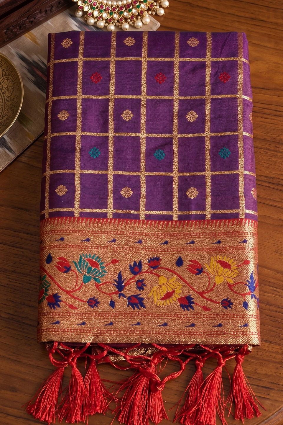 Purple Glorious Banarasi Silk Saree With Weaving Work | Buy Online India