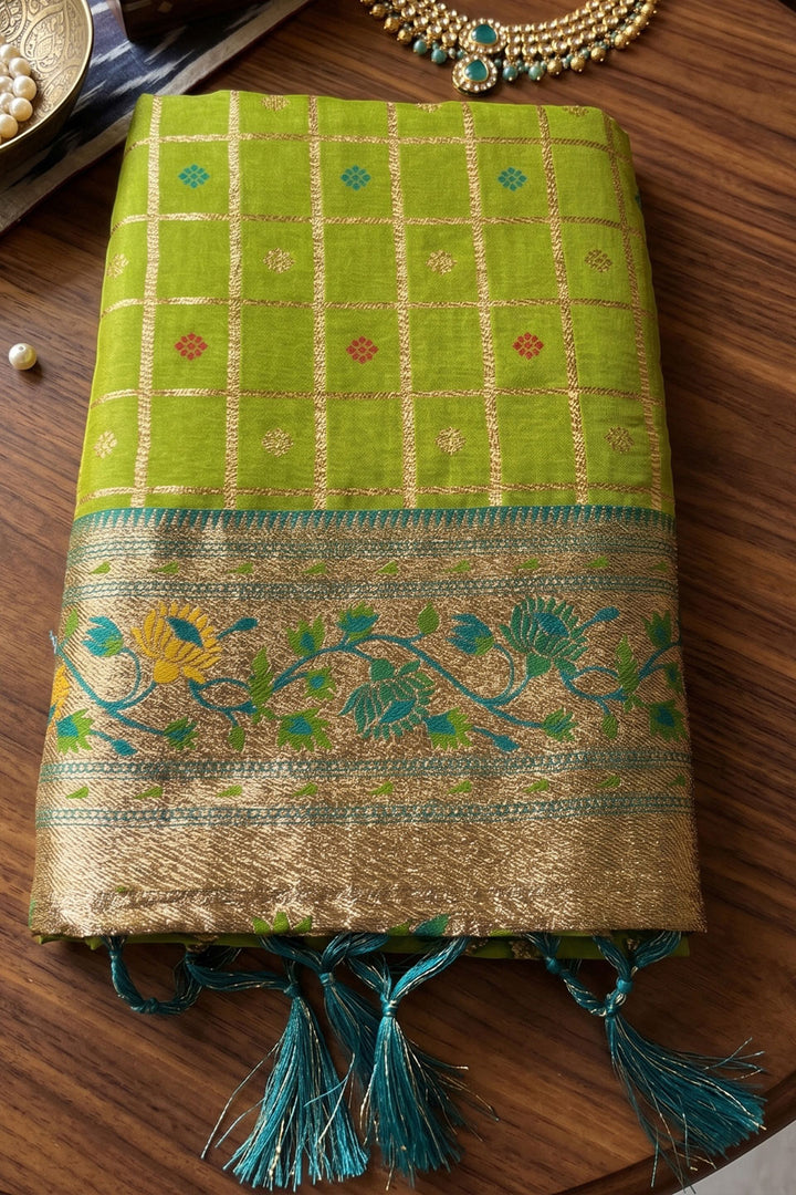 Green Weaving Work Glamorous Banarasi Silk Saree | Buy Online India