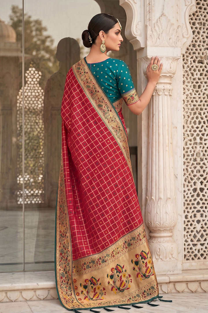 Rani Color Attractive Weaving Work Banarasi Silk Saree | Buy Online India
