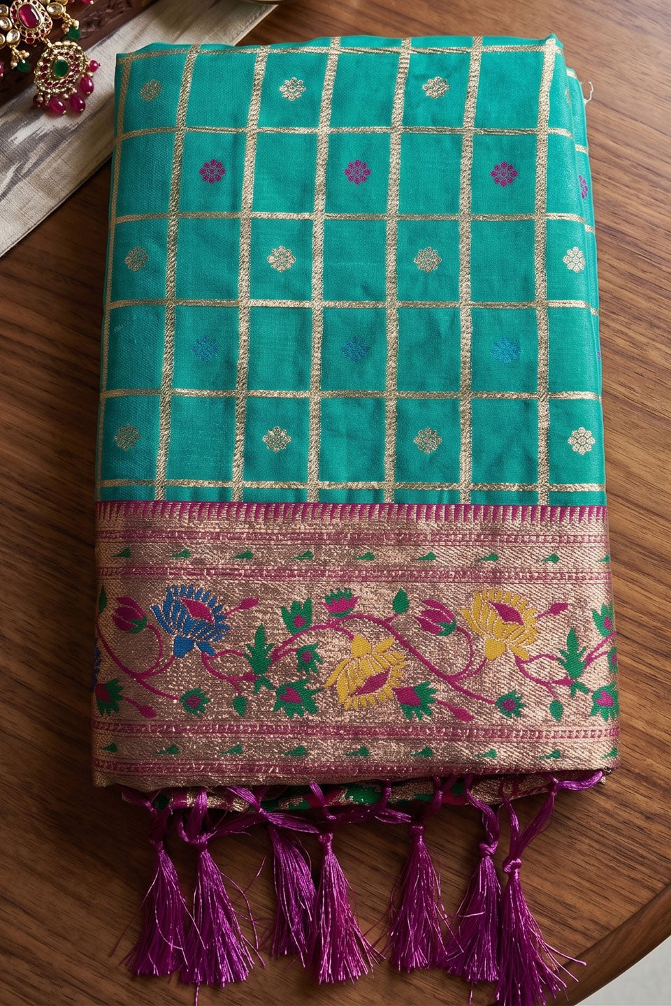 Weaving Work Trendy Banarasi Silk Saree In Sea Green Color | Buy Online India
