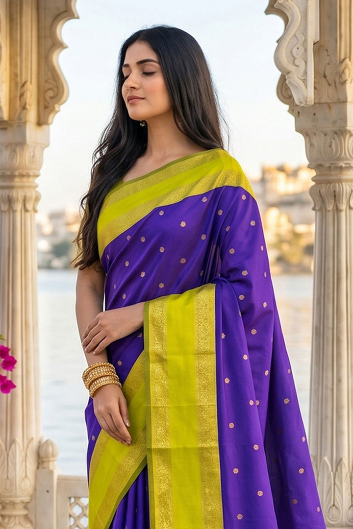 Purple Festive Wear Silk Blend Weaving Saree | Buy Online India