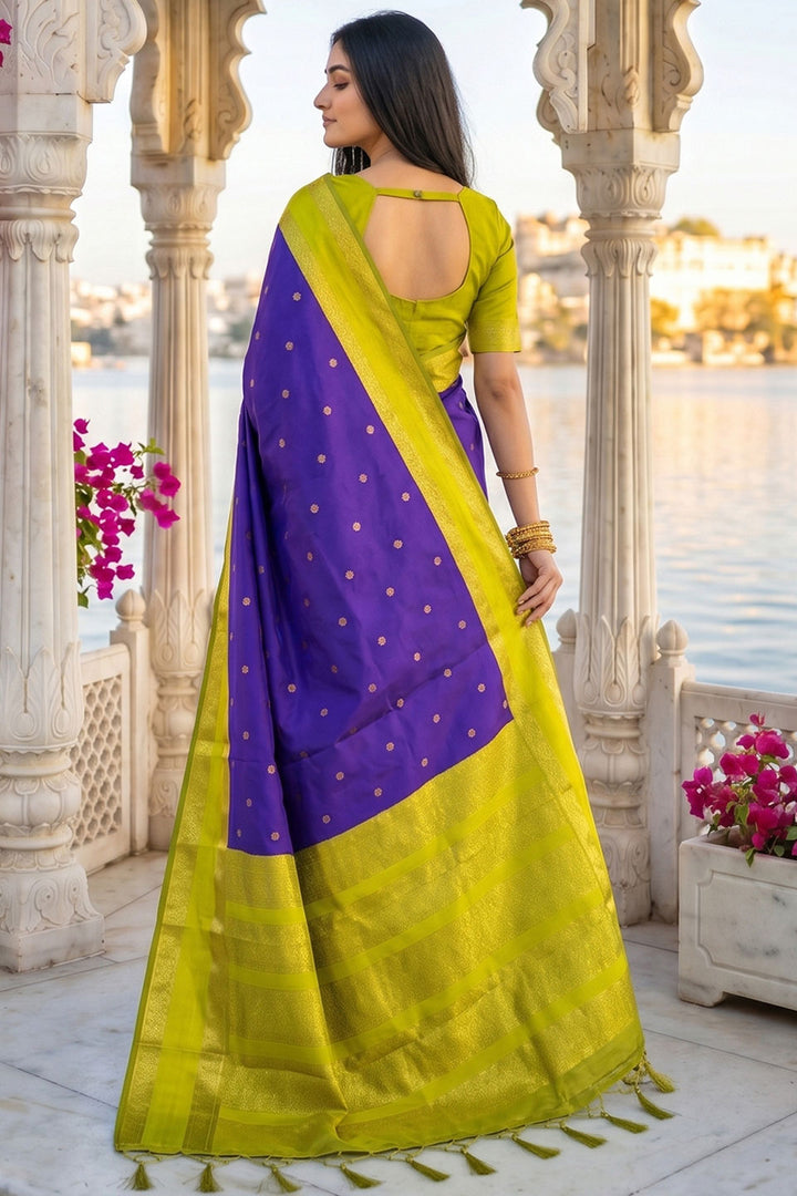 Purple Festive Wear Silk Blend Weaving Saree | Buy Online India