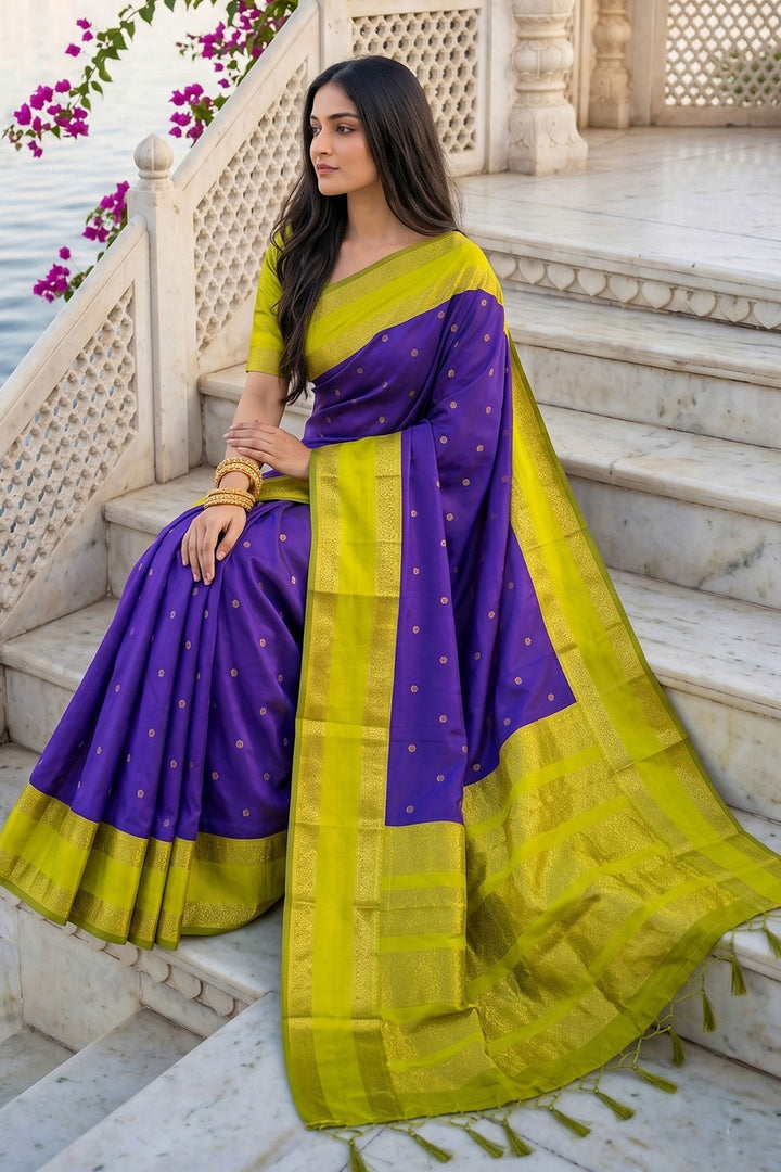 Purple Festive Wear Silk Blend Weaving Saree | Buy Online India