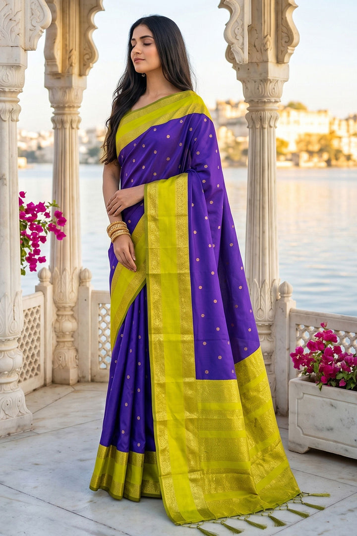 Purple Festive Wear Silk Blend Weaving Saree | Buy Online India