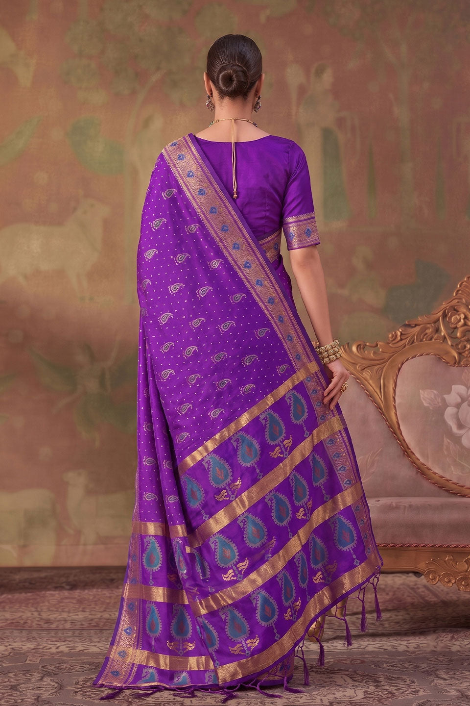 Purple Soft Silk Weaving Designs Saree | Buy Online India