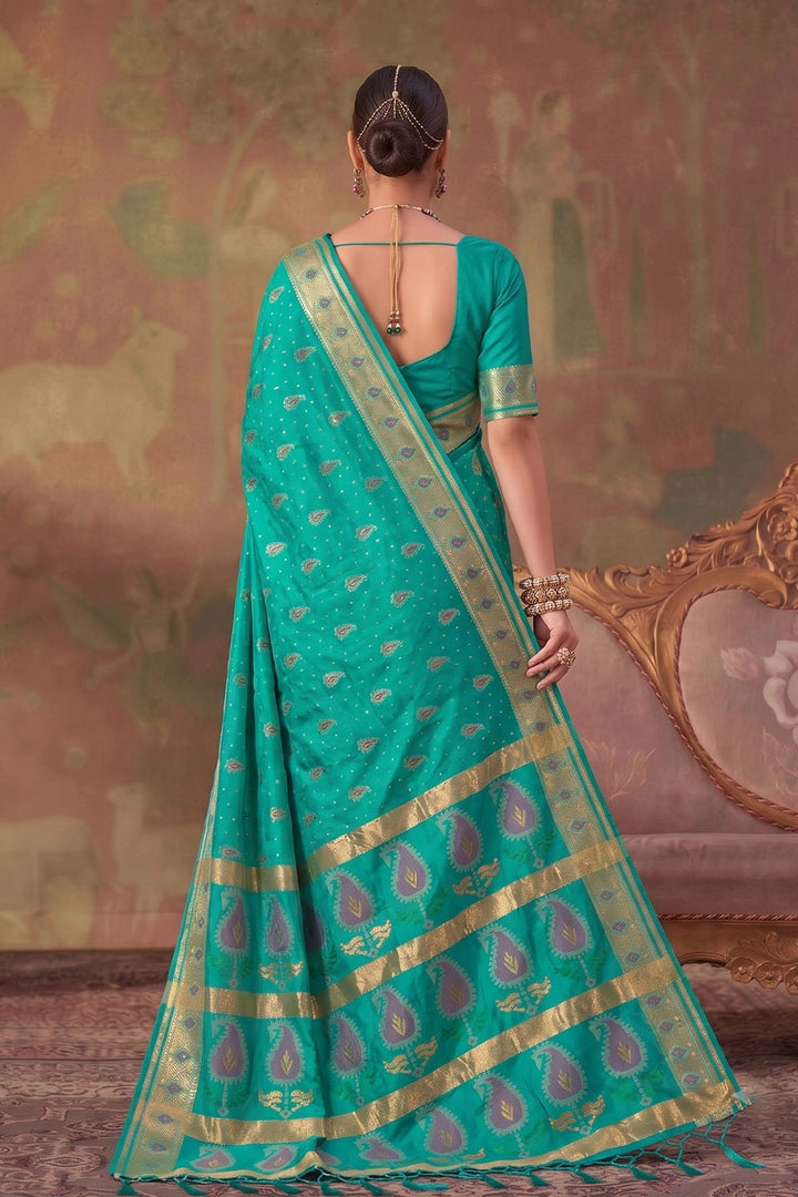 Sea Green Weaving Designs Soft Silk Saree | Buy Online India