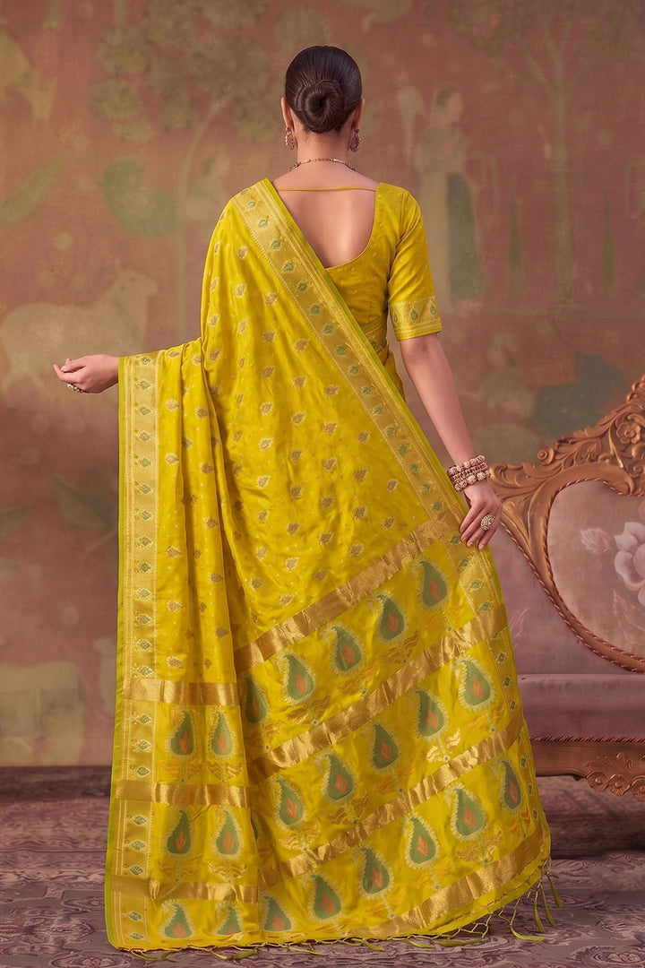 Yellow Weaving Designs Soft Silk Saree | Buy Online India