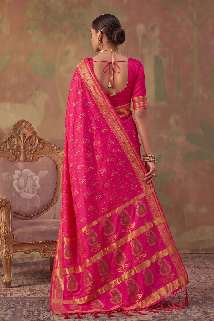 Pink Festive Wear Weaving Designs Soft Silk Saree | Buy Online India
