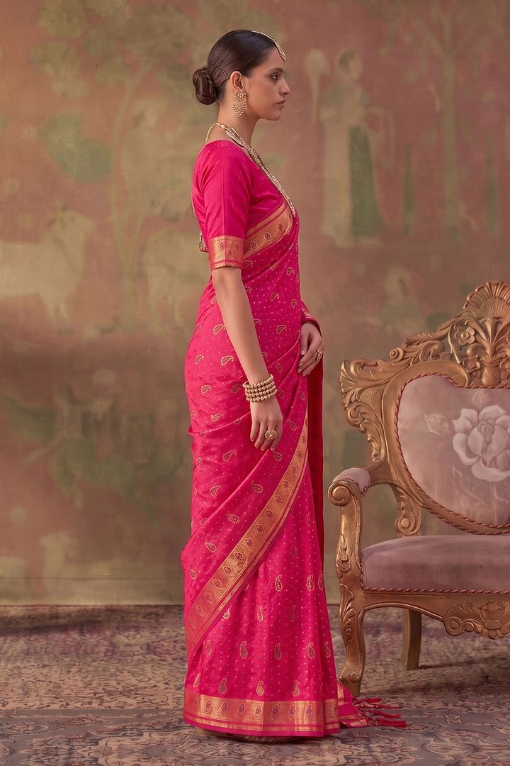 Pink Festive Wear Weaving Designs Soft Silk Saree | Buy Online India