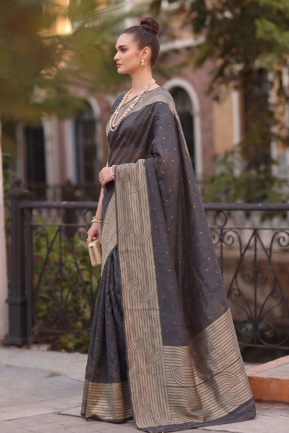 Awesome Festive Wear Cotton Black Saree | Buy Online India
