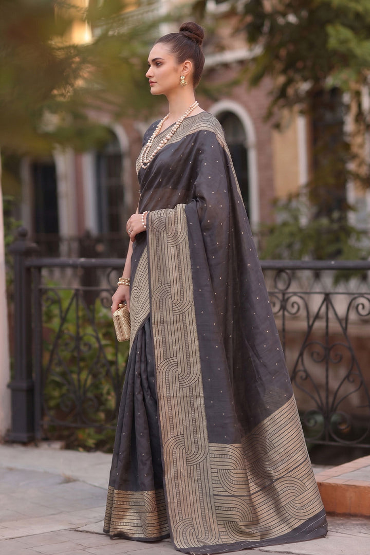 Awesome Festive Wear Cotton Black Saree | Buy Online India