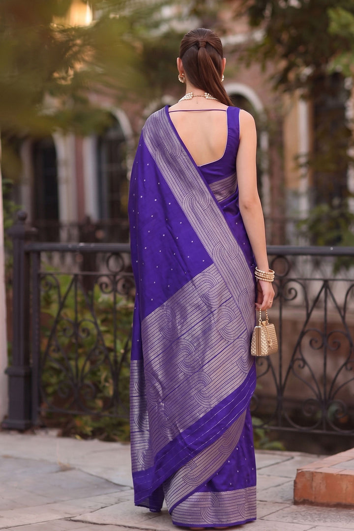 Tempting Cotton Purple Saree For Festive | Buy Online India