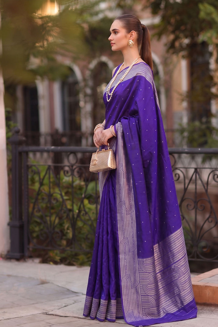 Tempting Cotton Purple Saree For Festive | Buy Online India