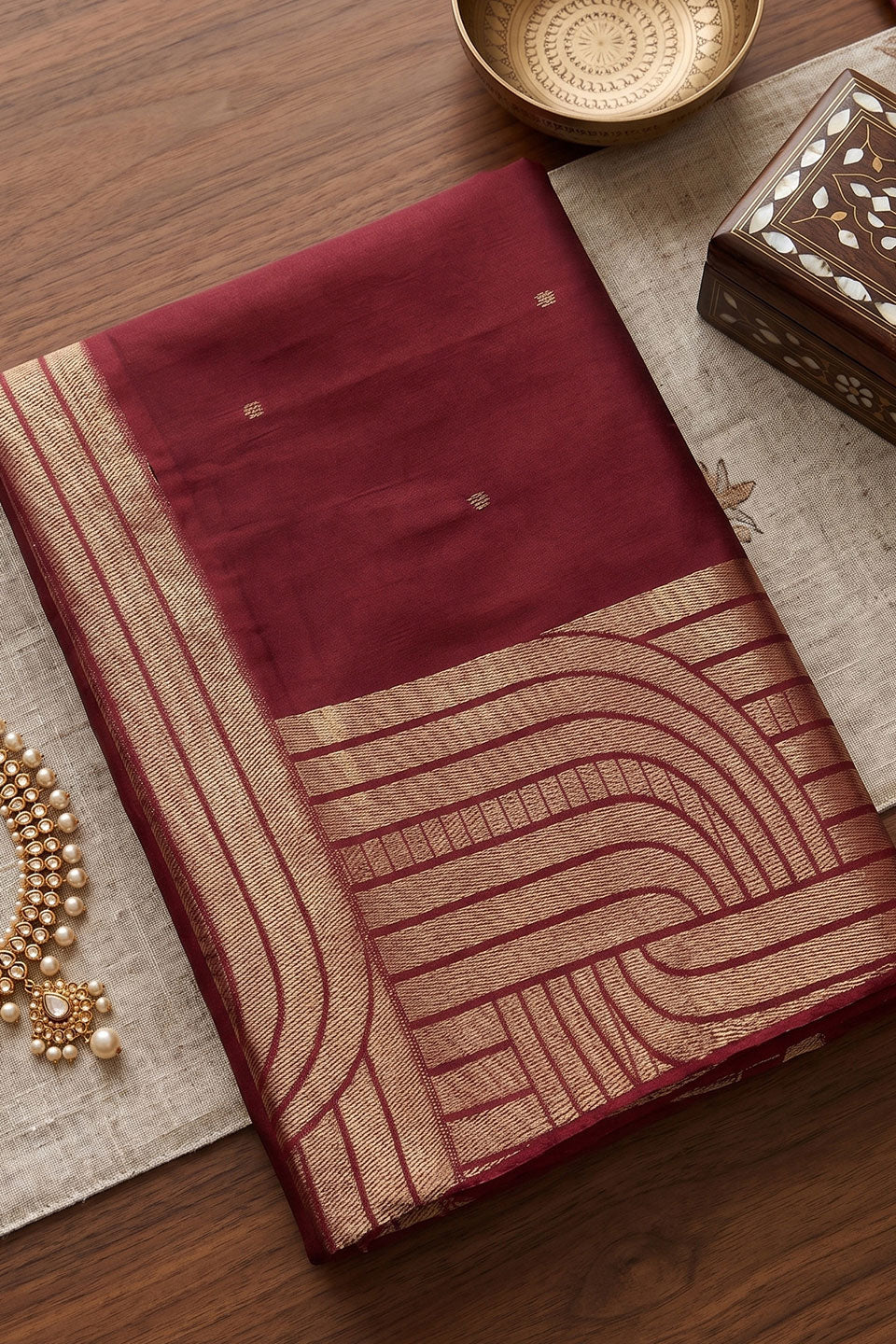 Festive Wear Maroon Gorgeous Cotton Saree | Buy Online India